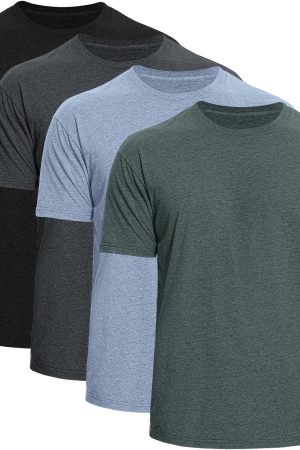 Men's Cotton Crew Neck T-Shirts 4-Pack - Soft Short Sleeve Basic Tees, Comfortable Classic Fit Jersey Shirts for Men